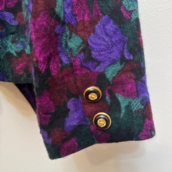 Dariya Womens Purple Pink Leaf Elegant Vintage 80s Fitted Blazer Size Medium - Picture 4 of 10